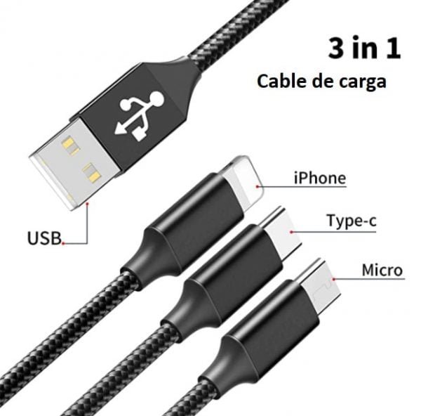 3 en 1 Multi USB Cargador Cable De Carga Cable Para Iphone Usb Tipo C Android Micro