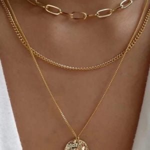 Collar con colgante de anillo chapado en oro de 3 capas