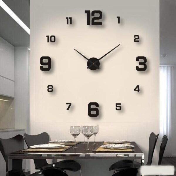 Reloj de pared grande de cuarzo 3D, decorativo, pegatinas de espejo acrílico