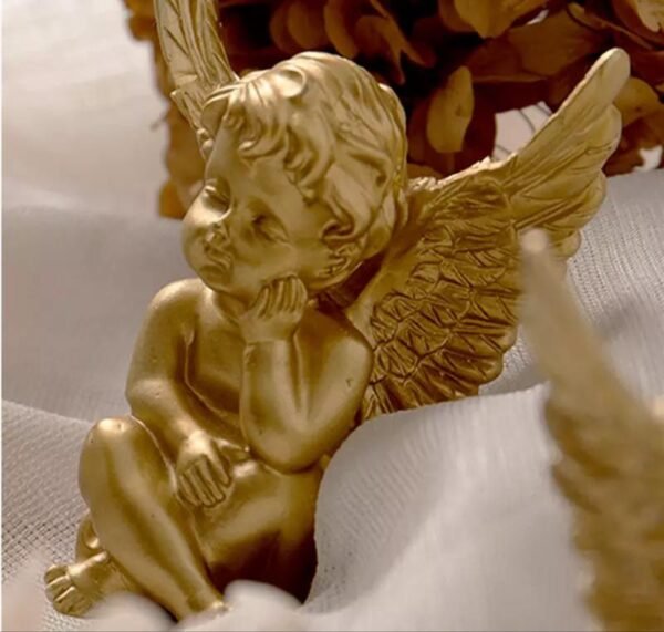 Conjunto de 2 piezas de ornamento de Ángel dorado para decoración del hogar