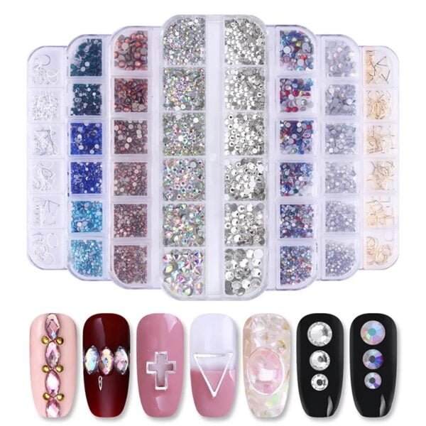 Caja de diamantes de imitación para decoración de uñas