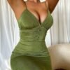 Vestido elegante sin mangas con espalda descubierta y tirantes finos para fiesta