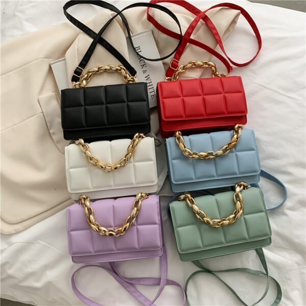 Bolso de hombro cuadrado a cuadros para mujer