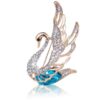 Broches de cisne de cristal para mujer, alfileres elegantes y nobles con diamantes de imitación
