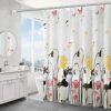 Cortina de Ducha, diseño de Flores + palo de colgar (Ancho 80x Alto 180 cm)