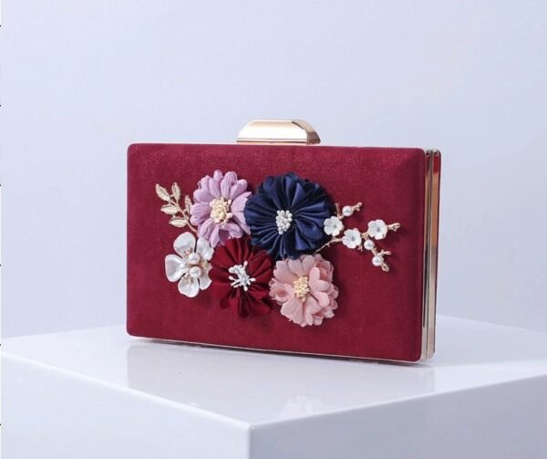 Monedero bolso de noche para mujer, cartera de mano con diseño de flores de un solo lado con diamantes de imitación