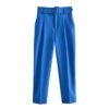 Pantalón elagante estrecho y liso de cintura alta con cinturón para mujer