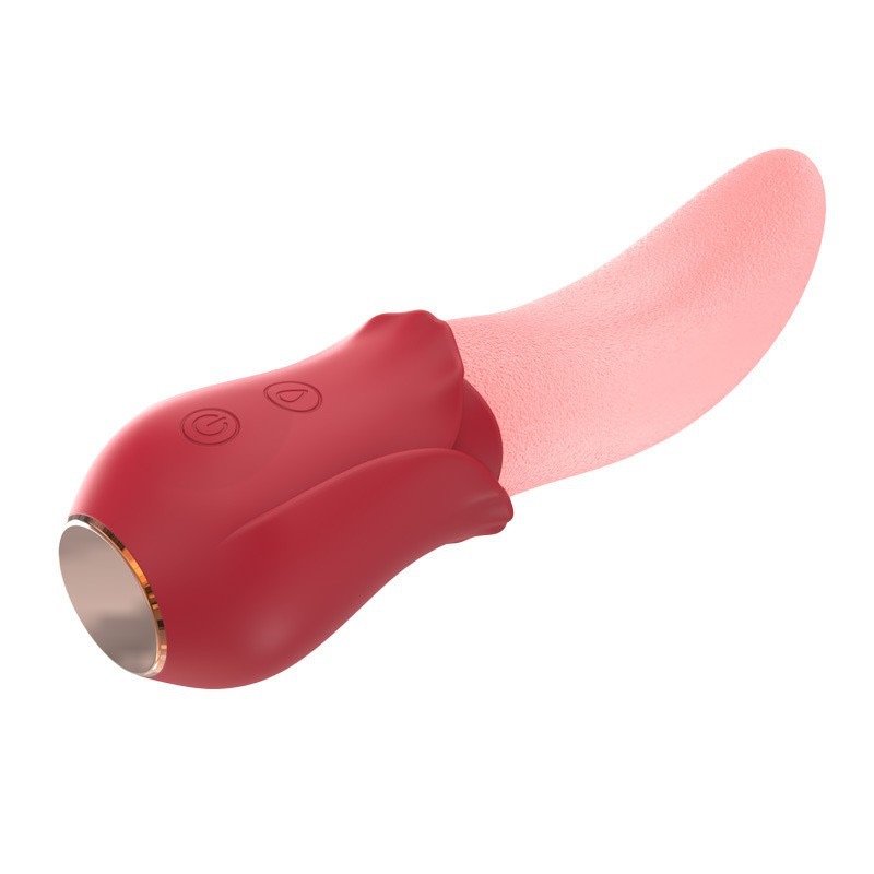 Vibrador de lengua larga rosa con 10 vibraciones