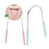 Limpiador de lengua de acero reutilizable §en forma de U con mango de plástico para la higiene bucal