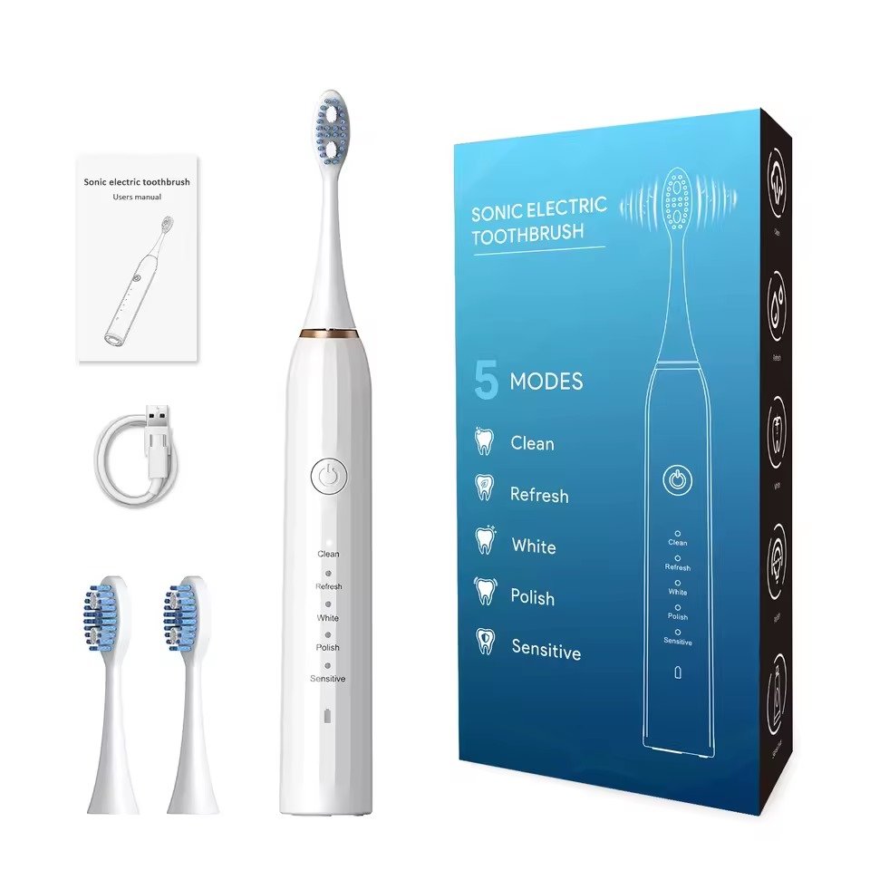 Cepillo de dientes eléctrico, limpiador de dientes impermeable, cepillo de dientes eléctrico sónico inteligente.