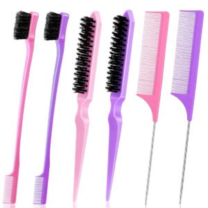 Juego de 3 cepillos para el cabello lisos con 1 cepillo, 1 cepillo de cerdas y 1 peine de cola.