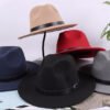Sombreros de fedora para hombres de lana clásico, estilo europeo americano, gorra de bolos redondo
