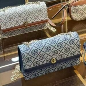 Bolso de mano Tory Burch con tejido de cuero