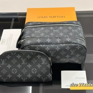 Bolso de mano Neceser con tejido de cuero LV para hombres