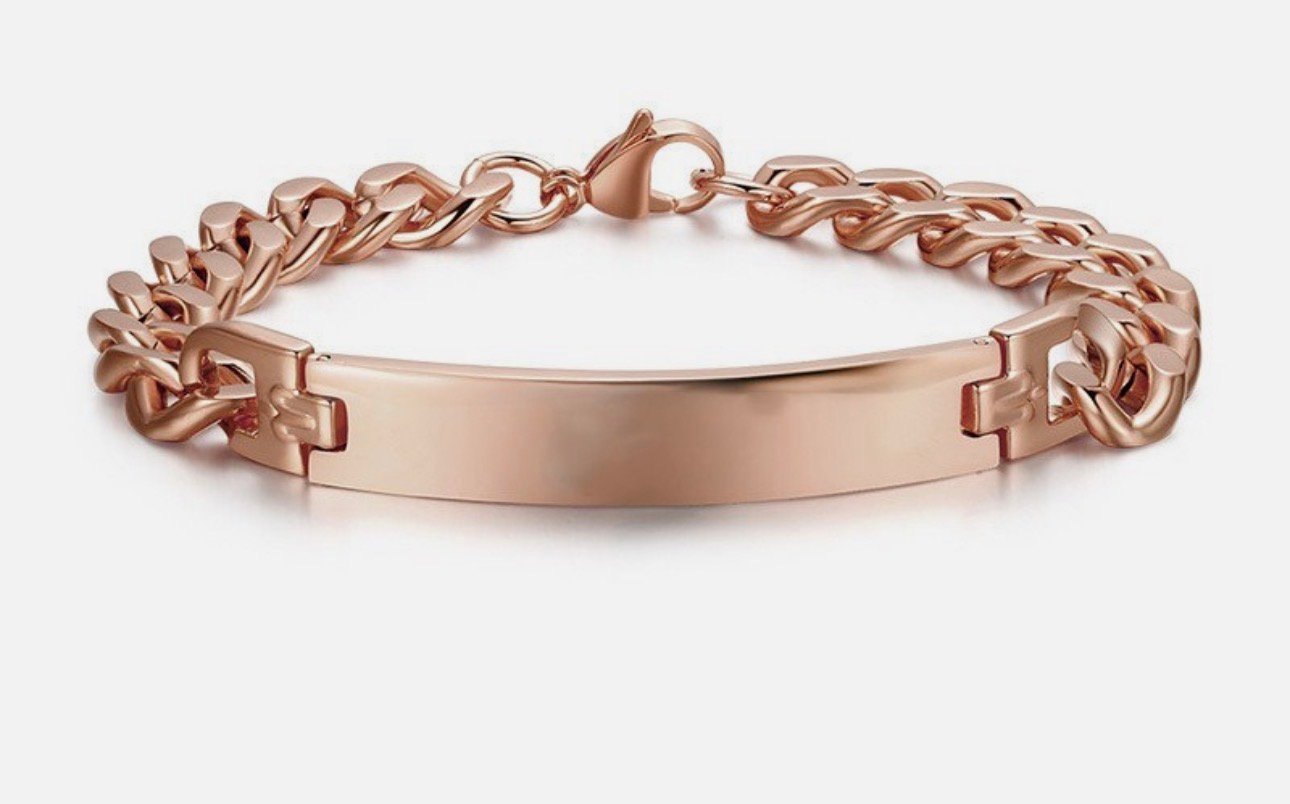 Pulsera de acero rosado para hombres