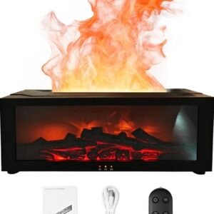 Humidificador de chimenea con llama 3D, difusor de aroma silencioso con controlador remoto