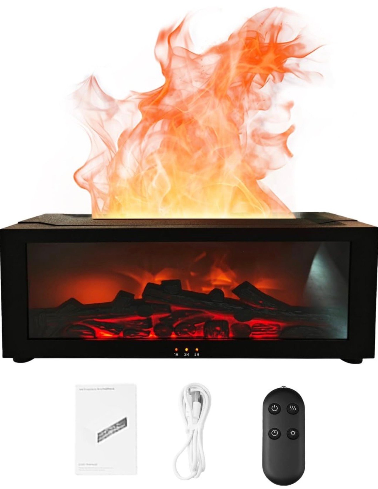 Humidificador de chimenea con llama 3D, difusor de aroma silencioso con controlador remoto