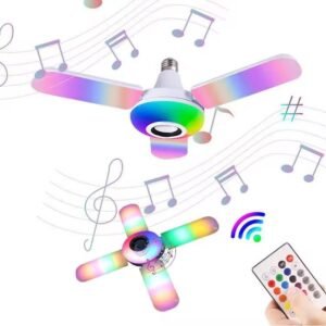 Bombilla LED RGB con musica y Bluetooth con cuatro hojas plegables y altavoz inteligente