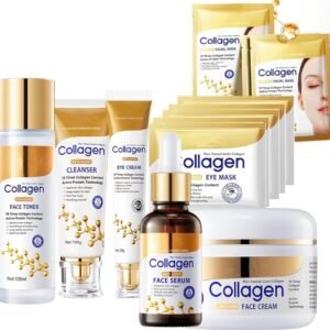 Kit de lavado facial con colágeno para mujer, 15 piezas para el cuidado de la piel, incluye limpiador facial.