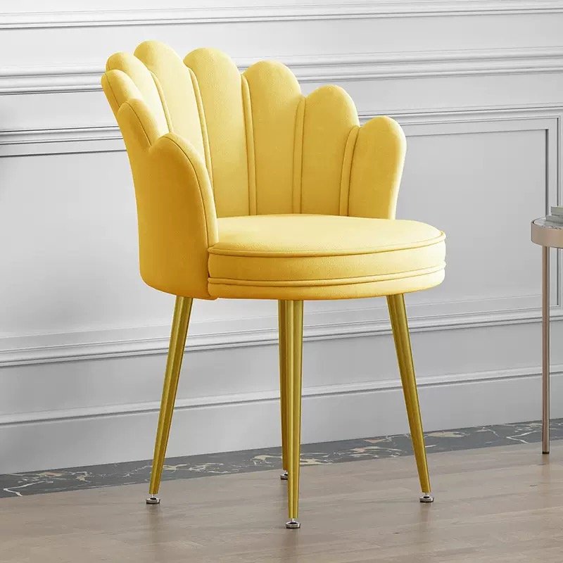 Sillón de tocador y dormitorio con respaldo, con patas de metal,