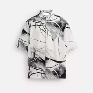 Camisa fit confeccionada en tejido lino cuello bwoling manga corta