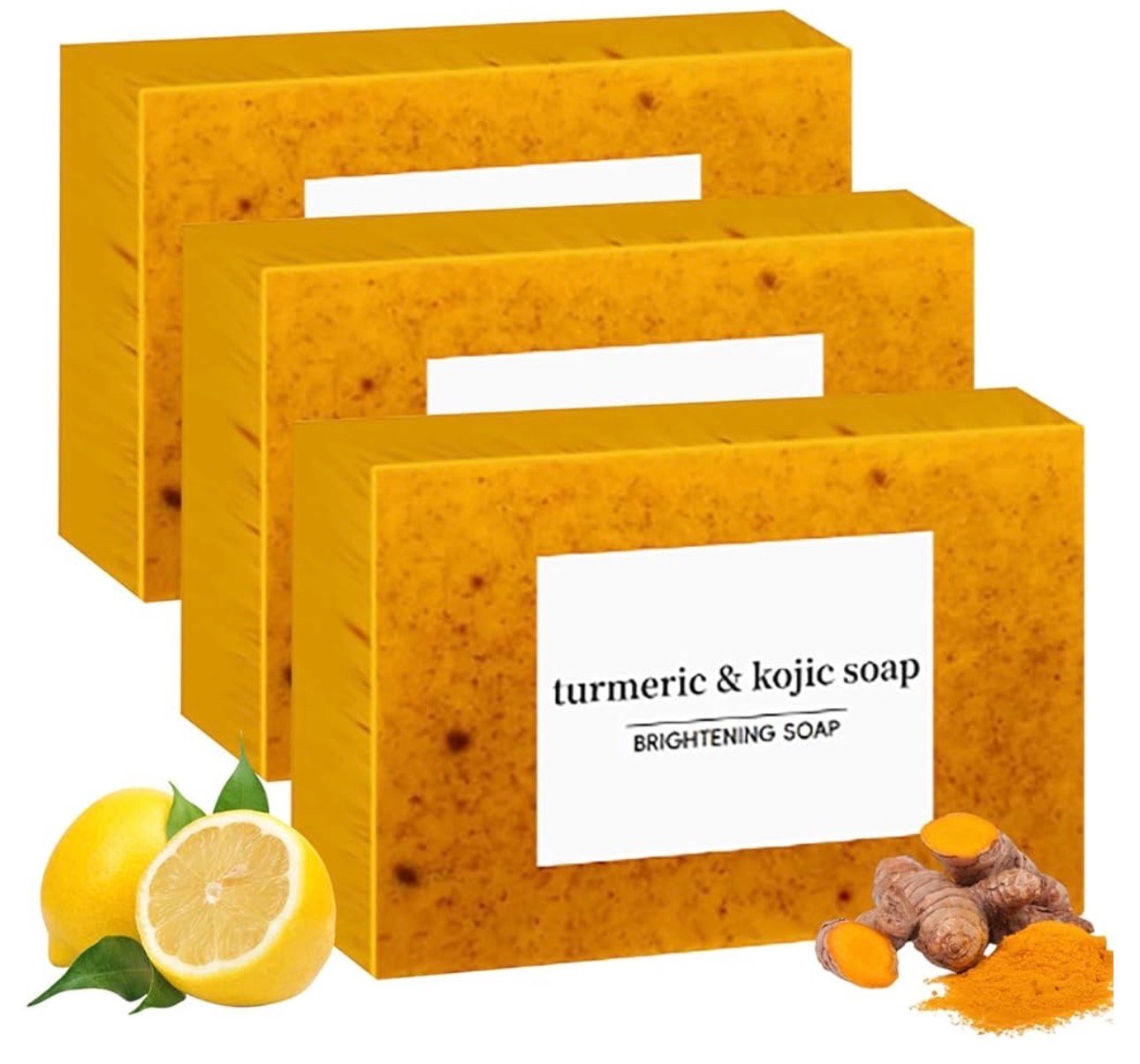 Barra de jabón kójico de cúrcuma y limón hidratante limpieza profunda para cara y cuerpo