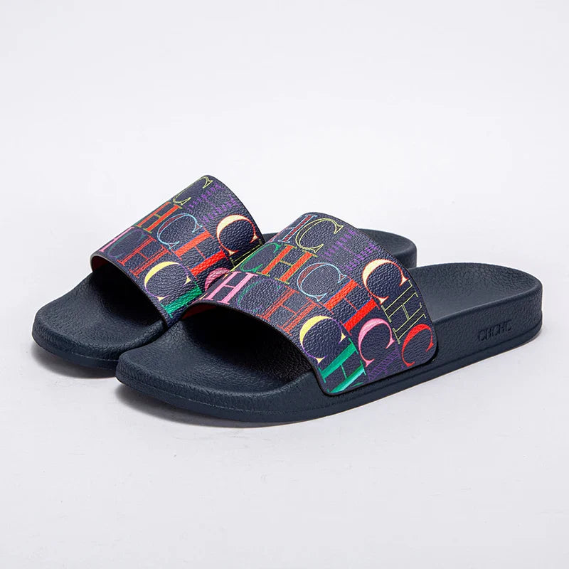 Sandalias, chanclas de mujer informales con diseño clásico de letras CH para exterior