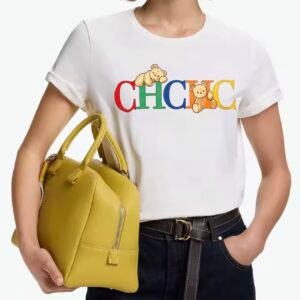 Camiseta de mangas corta de algodón con estampado de Oso y CH