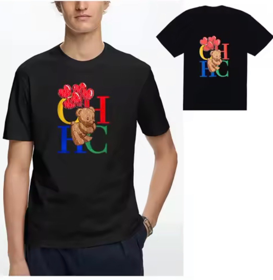 Camiseta de mangas corta de algodón con estampado de Oso y CH