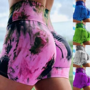 Pantalones cortos de yoga , deportivos de cintura alta para mujer