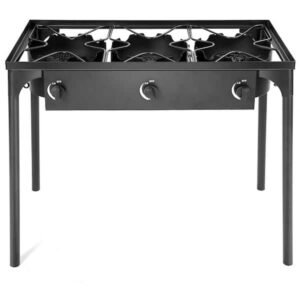 Estufa de hierro fundido con tres quemadores para barbacoa al aire libre y camping